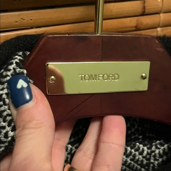 Excellent Tom Ford Black and White Chevron Cashmere & leather Sweater size XS - Picture 4 of 8